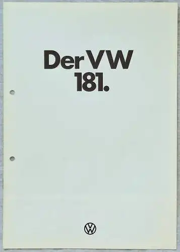 Prospekt Volkswagen 181 8/1973 Modelljahr 1974. 