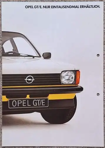 Prospekt Opel Kadett  Coupe GT/E 1000er Serie 11/1977 Modelljahr 1978. 