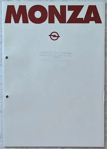 Prospekt Opel Monza 5/1978 Modelljahr 1979. 
