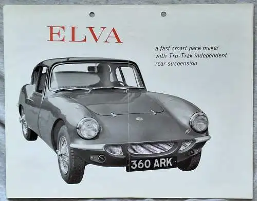 Prospekt Elva Courier Roadster und Coupe ca. 1964, Motor Ford 1500 oder MGB 1800. 