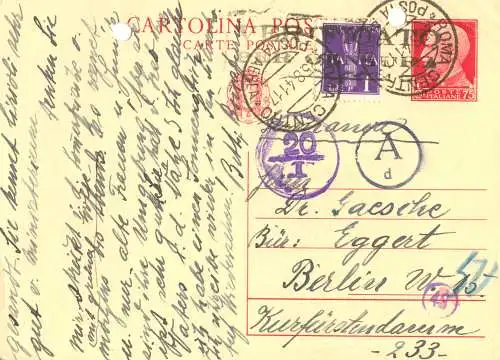 Italien 1941 Rundstempel (Datum und/oder Ort klar)