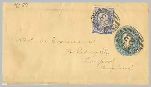 USA 1890 Nr 53 auf Ganzsache Brief