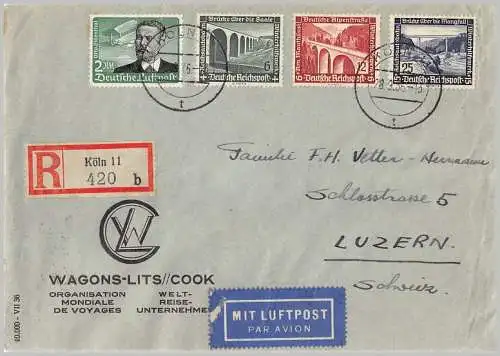 Deutsches Reich 1936 Nr 538 637 639 641 Rundstempel (Datum und/oder Ort klar) Brief