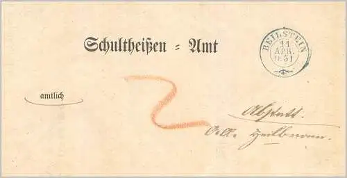 Altd. Württemberg 1851 Rundstempel (Datum und/oder Ort klar) Brief