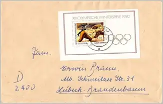 DDR 1980 Nr Bl.57 Olympische Winterspiele Rundstempel (Datum und/oder Ort klar)
