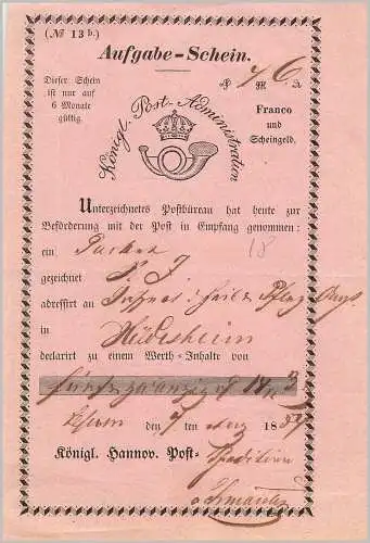 Altdeutschl. Hannover 1854 Brief