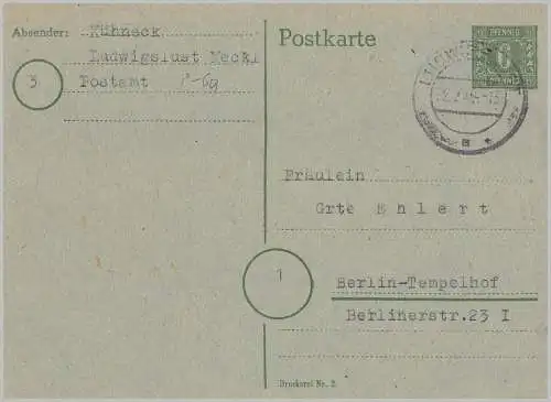 All. Bes. Sowj. Zone 1946 Nr P6b Rundstempel (Datum und/oder Ort klar)