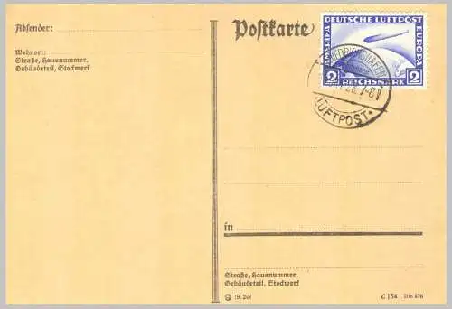 Deutsches Reich 1923 Nr 423 Flugpostmarken Luftschiff  Graf Zeppelin L. Z.127" Rundstempel (Datum und/oder Ort klar)