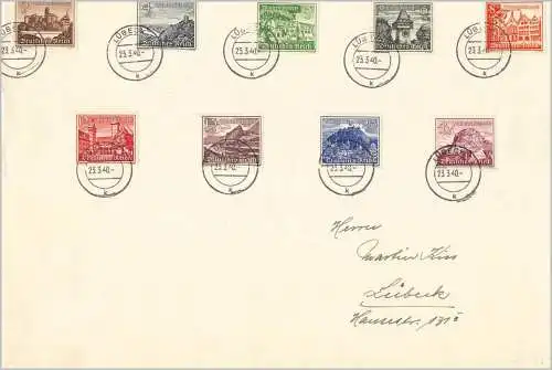 Deutsches Reich 1940 Nr 730/38 Winterhilfswerk Bauwerke Rundstempel (Datum und/oder Ort klar)