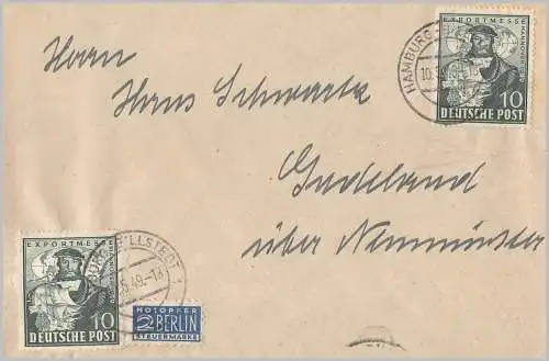 All. Bes. Bizone 1949 Nr 103a Exportmesse Hannover Rundstempel (Datum und/oder Ort klar) Brief