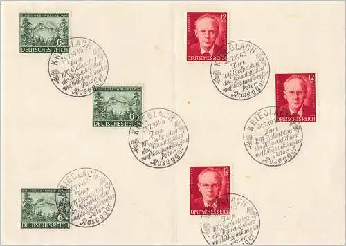 Deutsches Reich 1943 Nr 855/56 100. Geburtstag von Peter Rosegger Rundstempel (Datum und/oder Ort klar) Sonderstempel