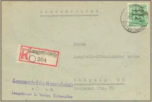 All. Bes. Sowj. Zone 1946 Nr 197 Brief