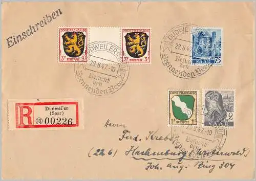 Saargebiet/Saarland 1947 Rundstempel (Datum und/oder Ort klar) Brief Sonderstempel