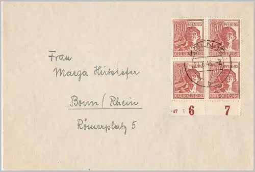 All. Bes. Gem.-Ausg. 1948 Nr A956 Vierblock Brief