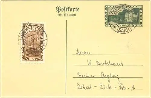 Saargebiet/Saarland 1930 Nr P26 Rundstempel (Datum und/oder Ort klar)
