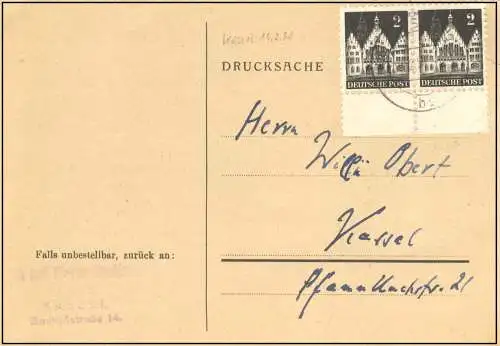 All. Bes. Bizone 1949 Nr 73 Brief