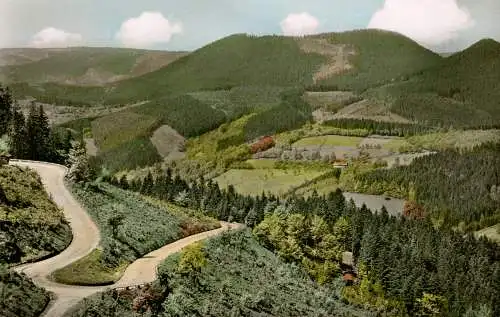 [Echtfotokarte farbig] Schwarzwaldhochstraße, Blick in das Renchtal mit Braunberg und Wasserkopf. 