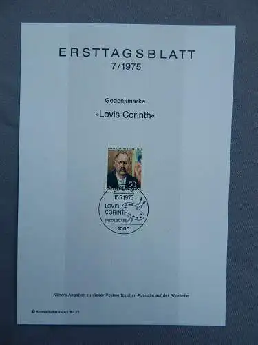 Deut. Lokala. ab 1945 Nur Hauptgebiet 1975 Ersttagsstempel