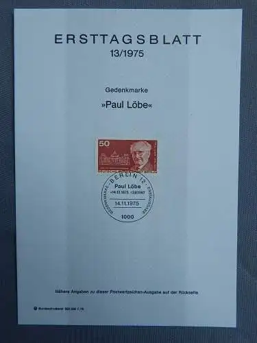 Deut. Lokala. ab 1945 Nur Hauptgebiet 1975 Ersttagsstempel