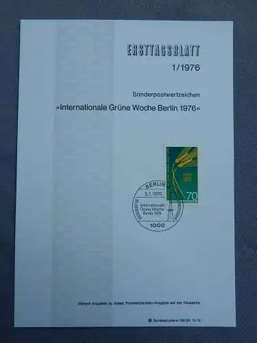 Deut. Lokala. ab 1945 Nur Hauptgebiet 1976 Ersttagsstempel