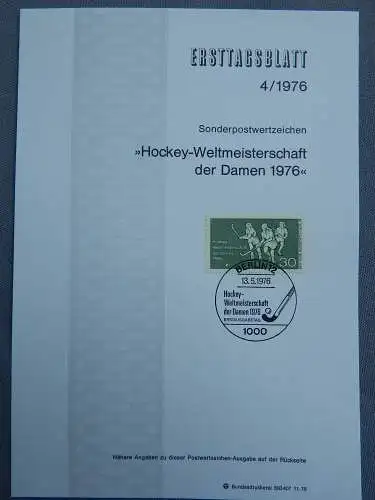 Deut. Lokala. ab 1945 Nur Hauptgebiet 1976 Ersttagsstempel