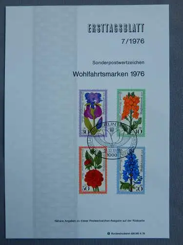 Deut. Lokala. ab 1945 Nur Hauptgebiet 1976 Ersttagsstempel