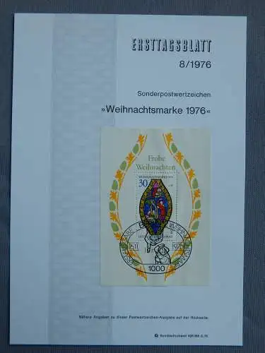 Deut. Lokala. ab 1945 Nur Hauptgebiet 1976 Ersttagsstempel