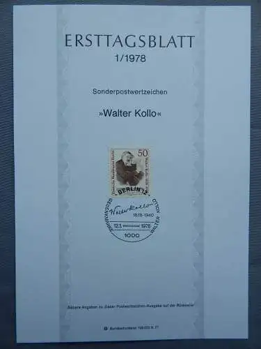 Deut. Lokala. ab 1945 Nur Hauptgebiet 1978 Ersttagsstempel