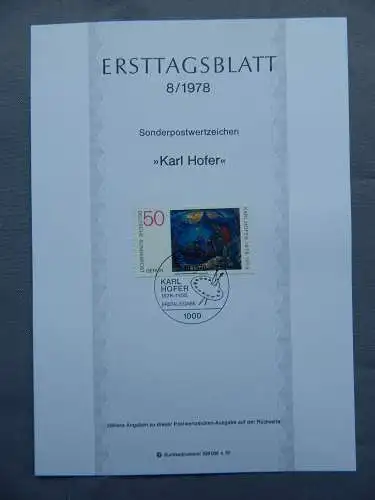 Deut. Lokala. ab 1945 Nur Hauptgebiet 1978 Ersttagsstempel