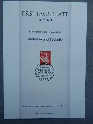 Deut. Lokala. ab 1945 Nur Hauptgebiet 1978 Ersttagsstempel