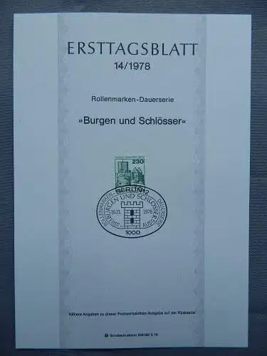 Deut. Lokala. ab 1945 Nur Hauptgebiet 1978 Ersttagsstempel