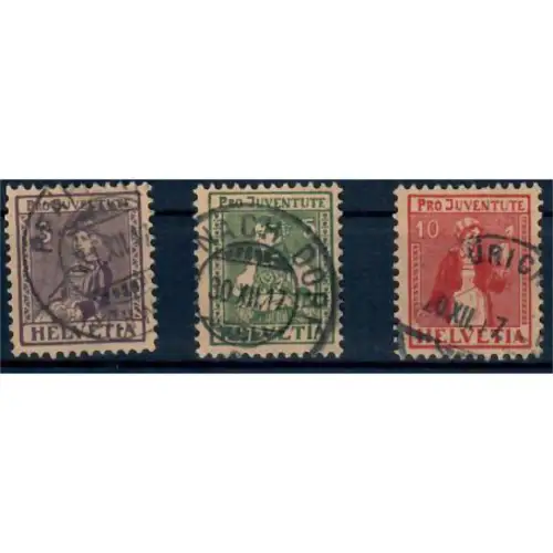 Schweiz, Pro Juventute, Trachten, MiNr. 133-135, gestempelt