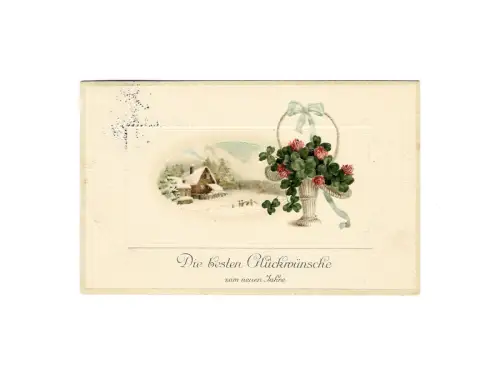AK, Neujahr, Prägekarte, Die besten Glückwünsche zum … , 31.12.1915,