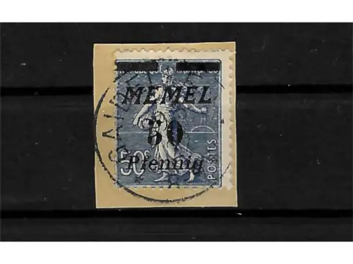 Memelgebiet, MiNr. 61 a gestempelt, auf Briefausschnitt, geprüft