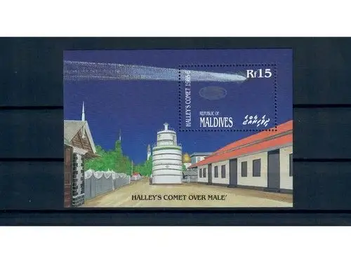 Malediven, MiNr. Block 128 **, postfrisch, Halley’s Comet, Halleyscher Komet