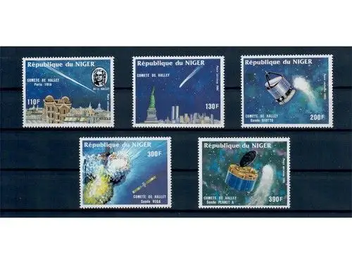 Niger, MiNr. 977-981 **, postfrisch, Halley’s Comet, Halleyscher Komet