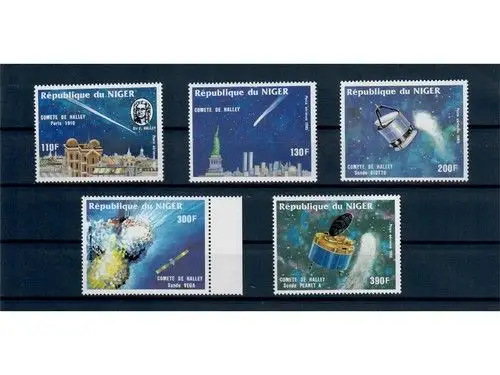 Niger, MiNr. 977-981 **, postfrisch, Halley’s Comet, Halleyscher Komet