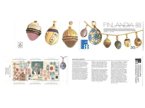 Finnland, FINLANDIA 88 Markenheftchen MH 21 postfrisch mit Eintrittskarte