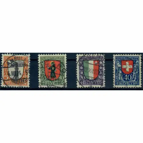 Schweiz, Pro Juventute, Wappen, MiNr. 185-188, gestempelt