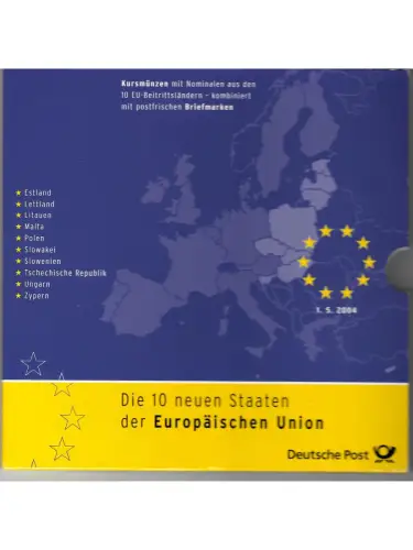 Kursmünzensatz, Die 10 neuen Staaten der Europäischen Union, 1.5.2004, Folder
