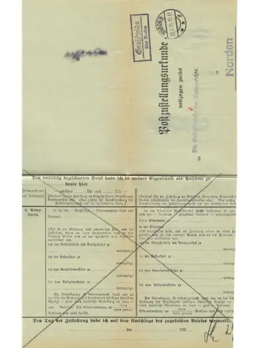 Landpoststempel Großheide über Norden auf PZU vom 29.5.34