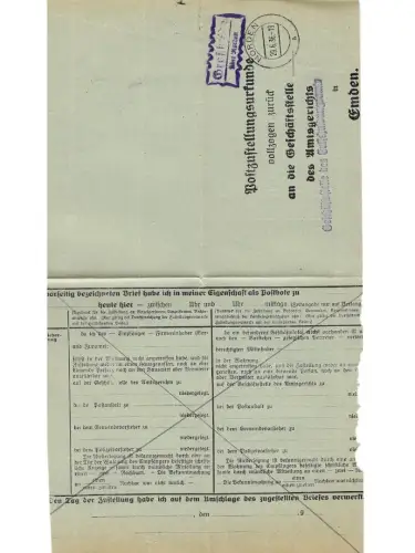 Landpoststempel Großheide über Norden auf PZU vom 29.6.36