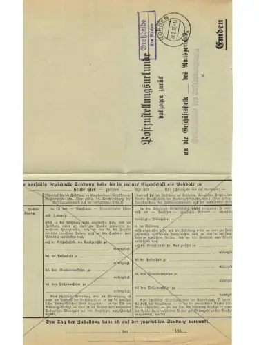 Landpoststempel Großheide über Norden auf PZU vom 28.2.38