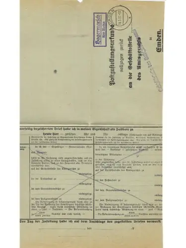 Landpoststempel Hagermarsch über Norden auf PZU vom 10.3.37