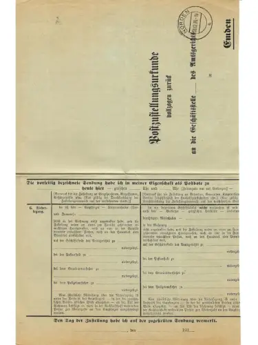 Landpoststempel Hagerwilde über Norden auf PZU vom 22.11.36
