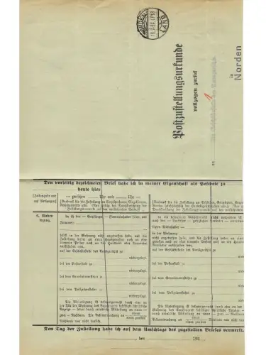 Landpoststempel Kleinheide über Norden auf PZU vom 16.2.34