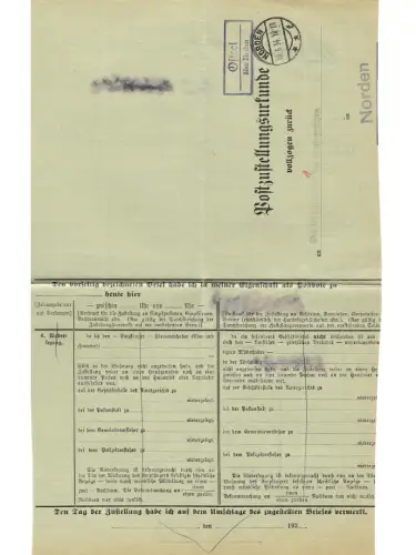 Landpoststempel Osteel über Norden auf PZU vom 30.5.34