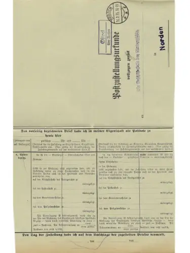 Landpoststempel Osteel über Norden auf PZU vom 16.2.35