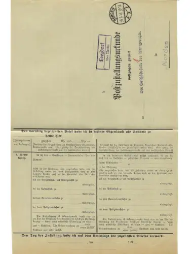 Landpoststempel Leezdorf über Norden auf PZU vom 6.9.34