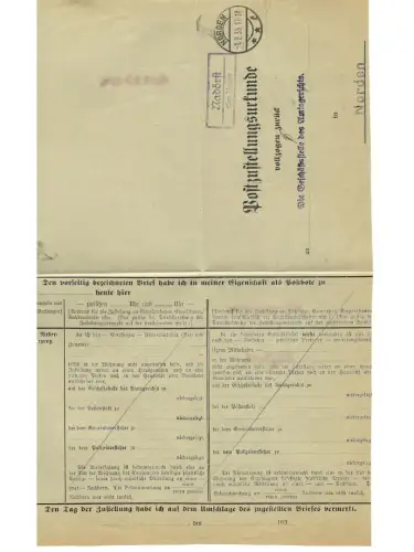 Landpoststempel Nadörst über Norden auf PZU vom 1.2.35